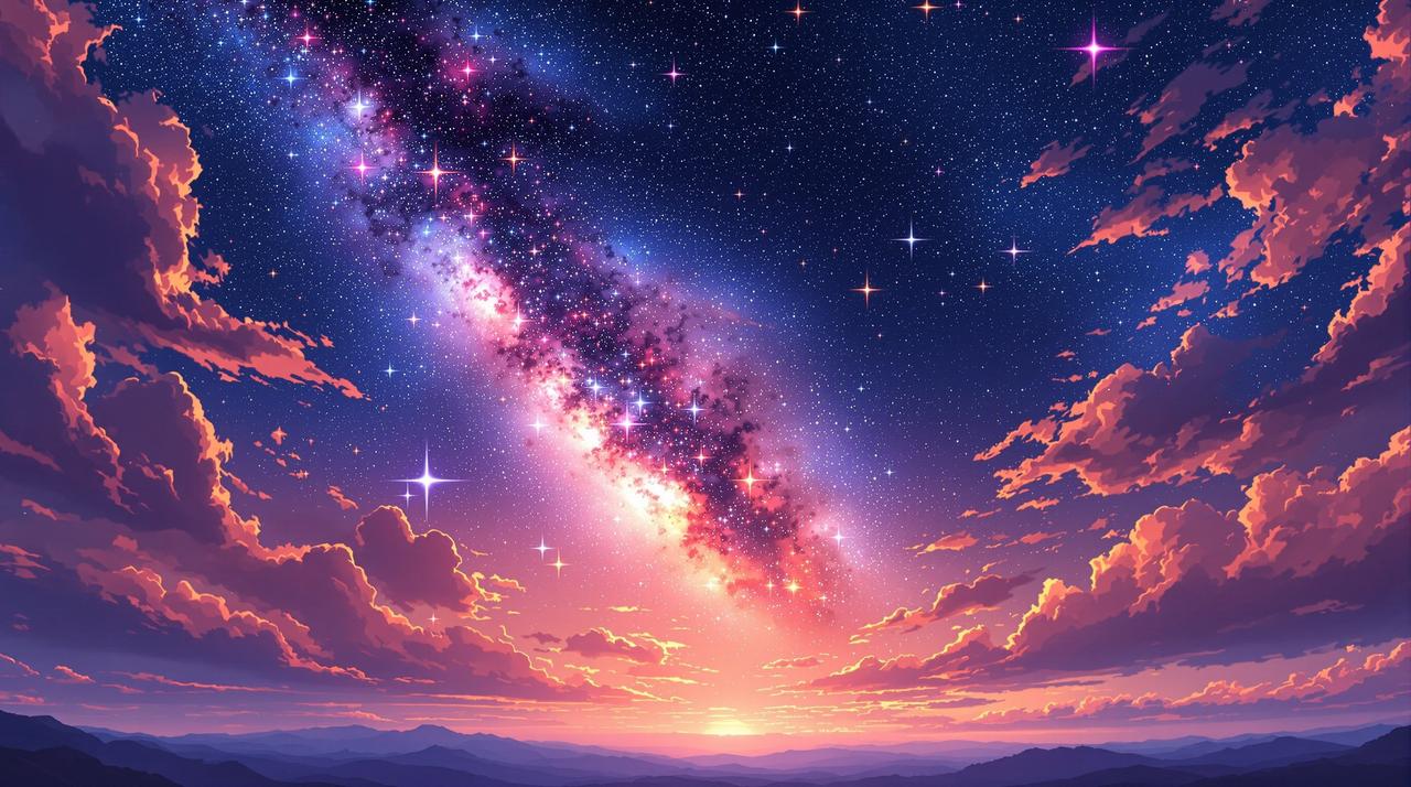 第一动漫网 - 广阔星空背景，璀璨星辰与流星划过夜空